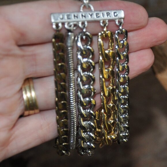 Jenny Bird Austin Multi Stand Mixed Metal Chain Link Bracelet Cuff - Picture 2 of 5